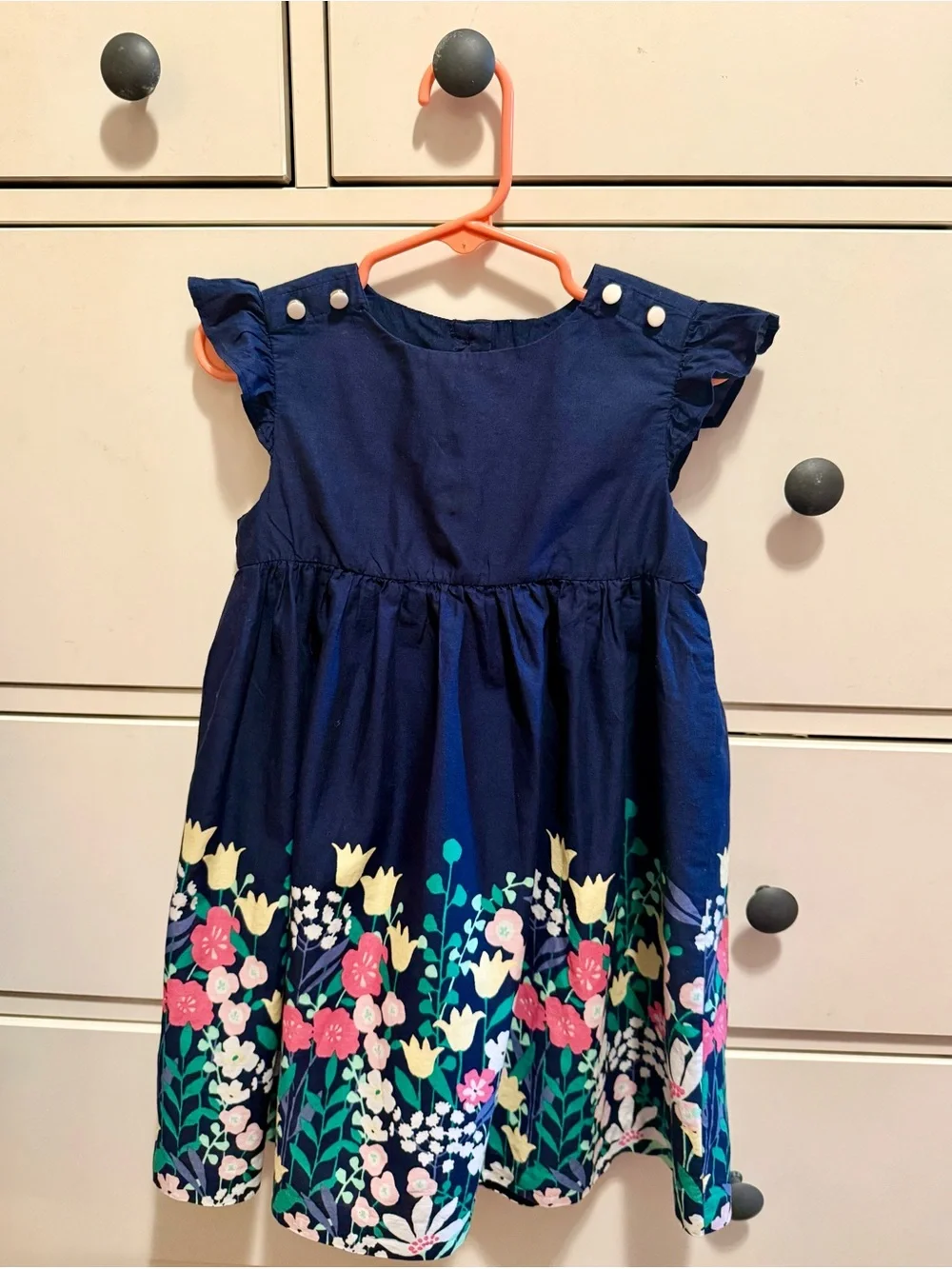 Janie and Jack Navy Floral Hem Cotton Dress